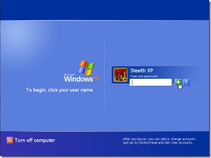 екрана за влизане Windows XP