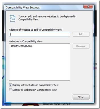 affichage de compatibilité settings