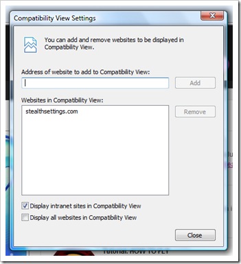 exibição de compatibilidade settings