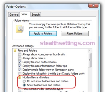 hidden files and folders