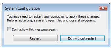 system configuration restart