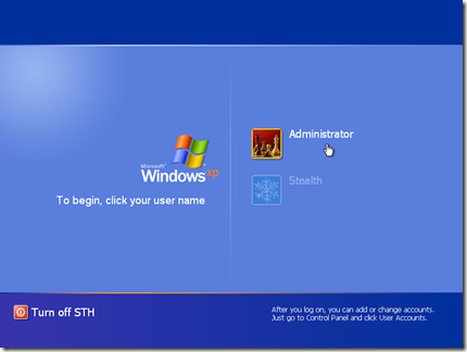 Tela de login de boas-vindas Windows XP