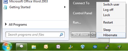 Start Menu Hibernate