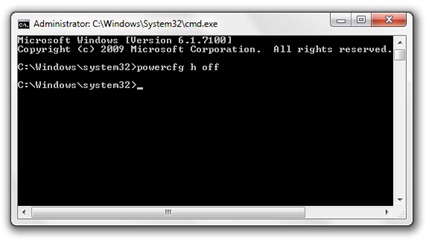 powercfg - disable hibernation mode windows 7