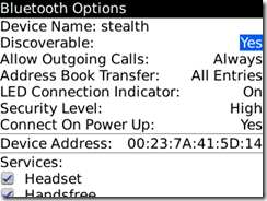 bluetooth options