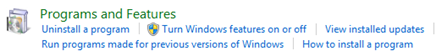 تحول Windows ميزات أو إيقاف تشغيله