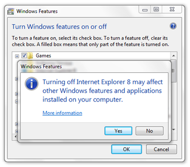 Uninstall Internet Explorer 8