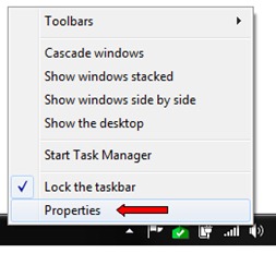 Taskbar Properti