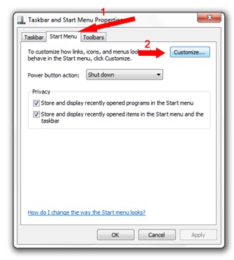 start menu customize