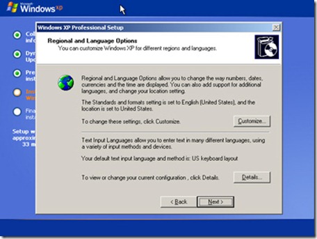 Escolha Regional e Idioma Options