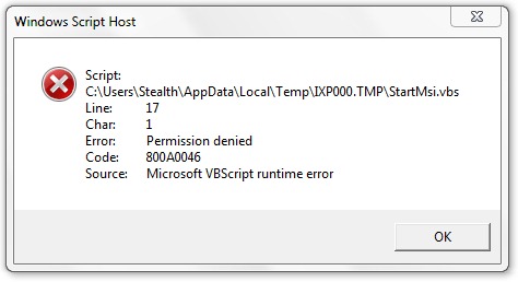 Windows Hostitel skriptu Error