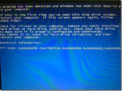 インストール時の ブルースクリーン エラー Windows システム上のxp Windows 事前インストールされたビュー ステルス設定