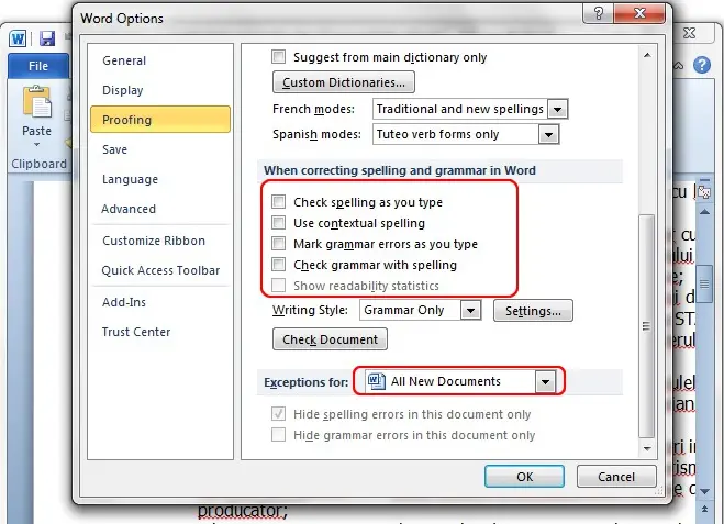 Grammar Option in Word 2010