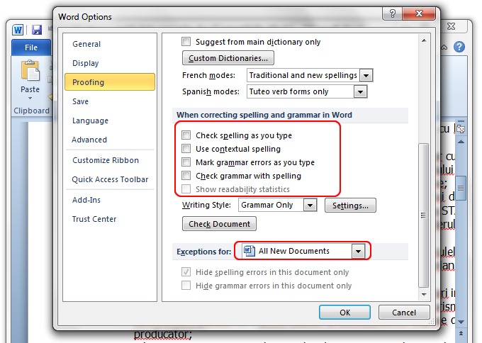 Grammar Option in Word 2010