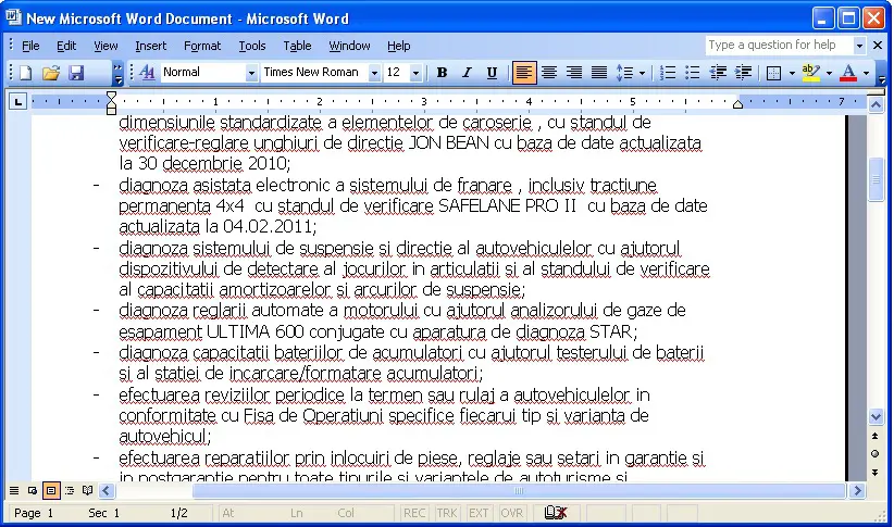 Red underline words in Microsoft Word