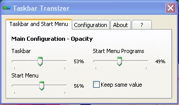 Transizer della barra delle applicazioni