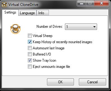 برنامج VirtualCloneDrive - Settings