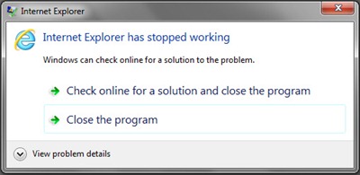 Błąd internetowy Explorer 9