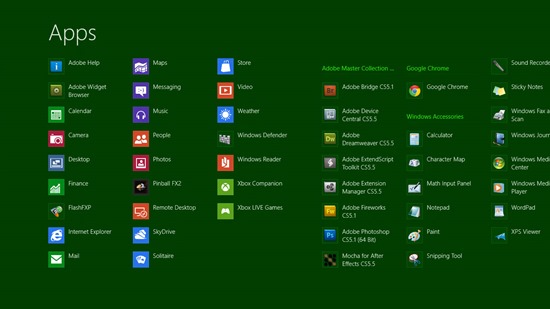 Aplicaciones de la página de inicio Windows 8