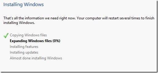 Windows 8 Installing.