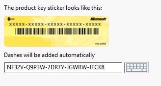 Windows Mã sản phẩm giấy phép 8