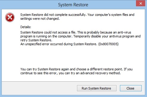 system-taastama-error