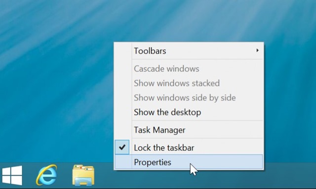 taskbar-الخصائص