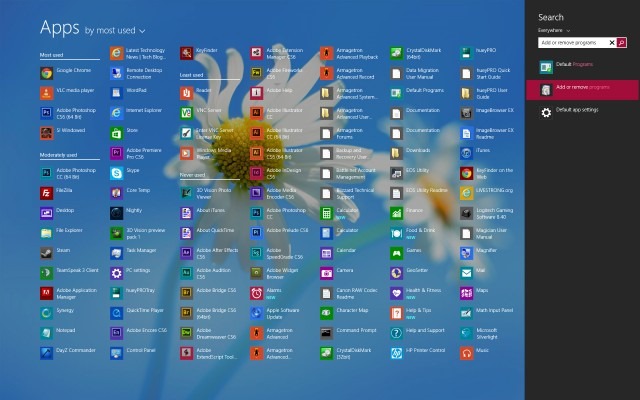 windows-8.1-списък с приложения