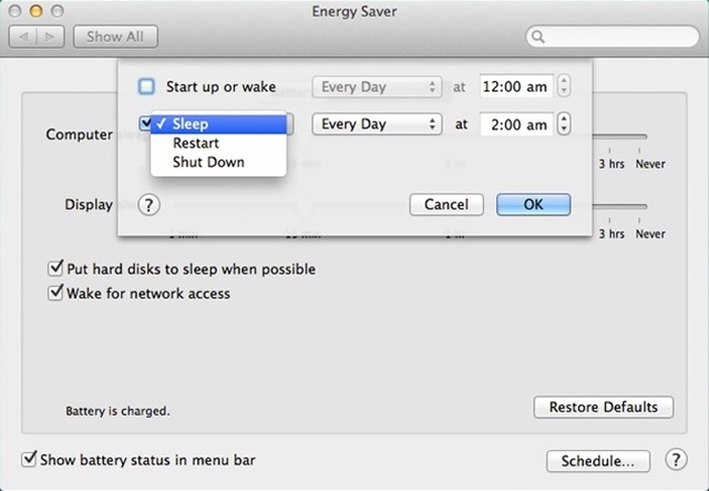 mac-جدول توفير الطاقة