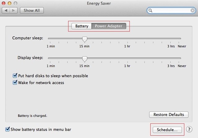 mac-économie d'énergie-settings