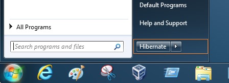 Hibernate вместо бутона за захранване Windows 7 Start Menu
