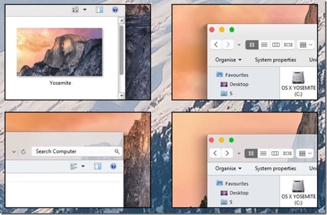OS X Yosemite-theme-style-visuel lucratifWindows-7-Windows- 8.1