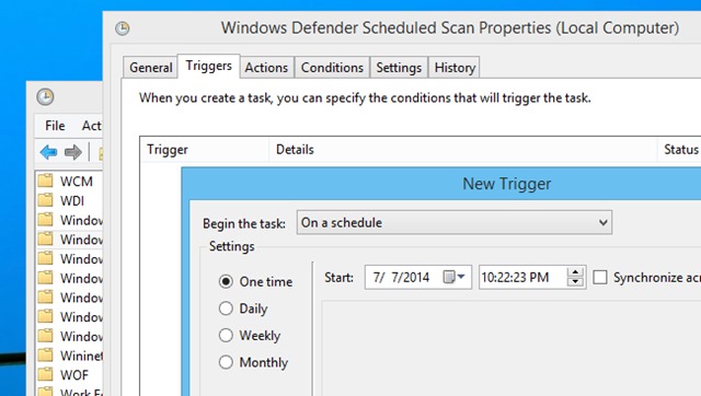 windows8 Déclencheur de scan Defender