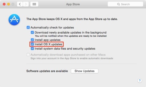 متجر تطبيقات OSX-settings