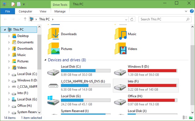 ファイルエクスプローラー-このPC