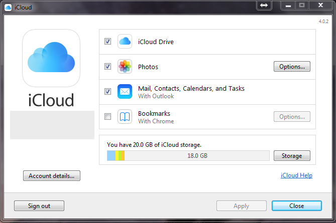 Приложение iCloud Мениджър Windows