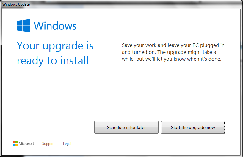 iniciar actualización windows 10