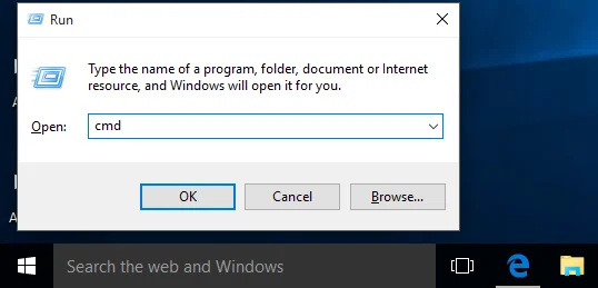 отворено Command Prompt - Windows 10