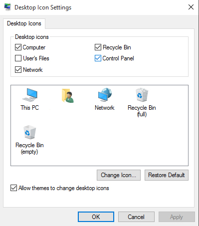 Desktop ICON Settings