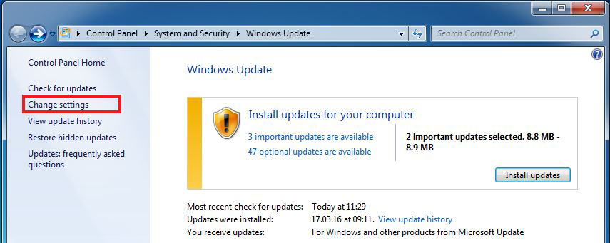 Oppdatering-Center-Windows7