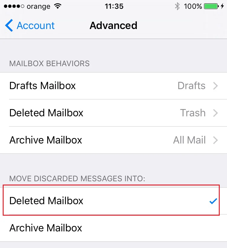 verticaal Blanco Gezichtsveld Hoe kunnen we de optie Verwijderen toevoegen in plaats van Archiveren voor  berichten uit de Mail-toepassing op? iPhone si iPad » Stealth Settings