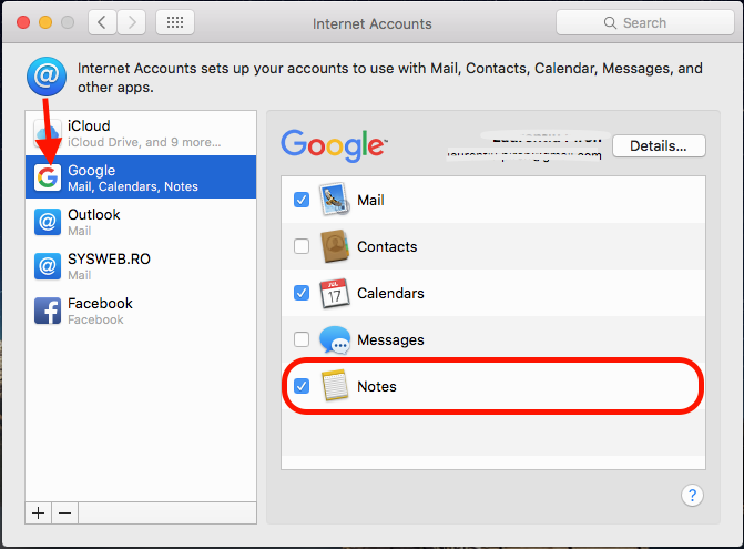 Gmail Sync Piezīmes OS X