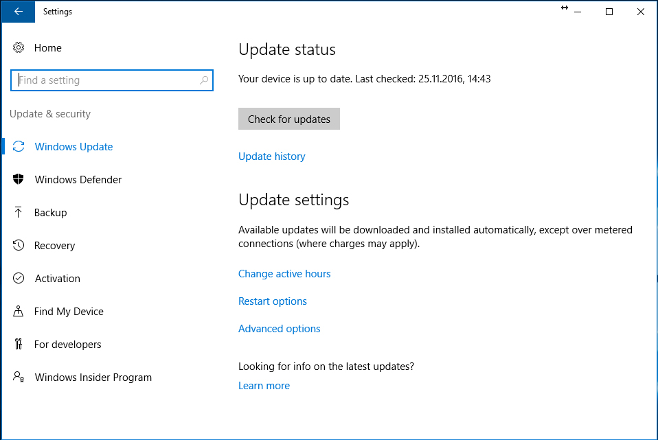 Windows 10 update and privacy settings удалить