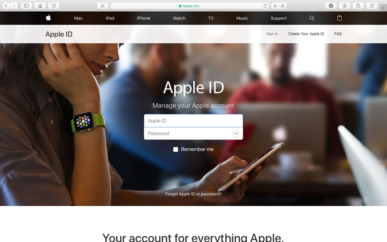 Apple ID da página