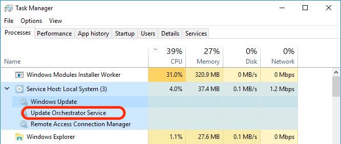 update orchestrator service windows 10
