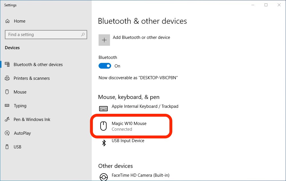 how to use apple mouse with windows 10