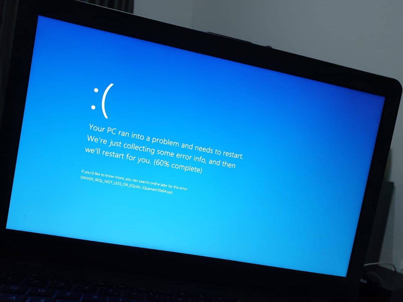 windows 10 bsod stop code irql not less or equal