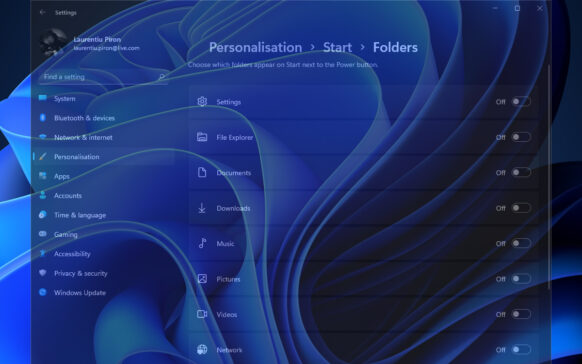 Windows 11 Start Personalisation