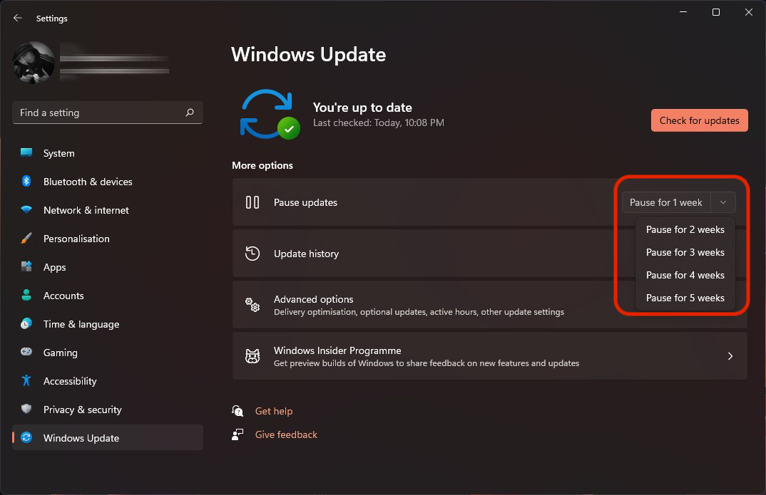 How to disable automatic updates of Windows 11