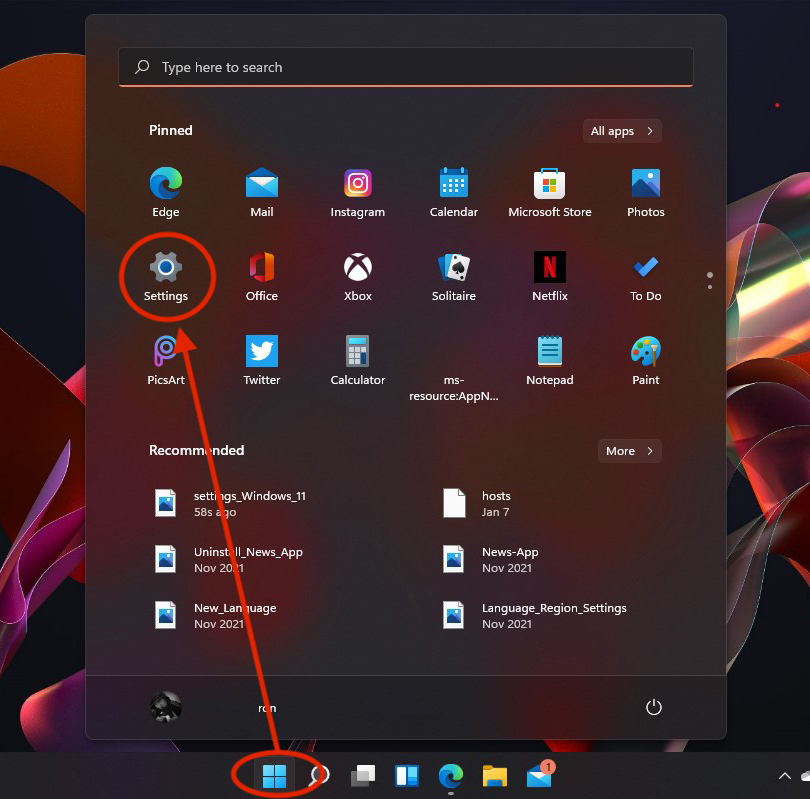 Adgang Windows 11 Settings